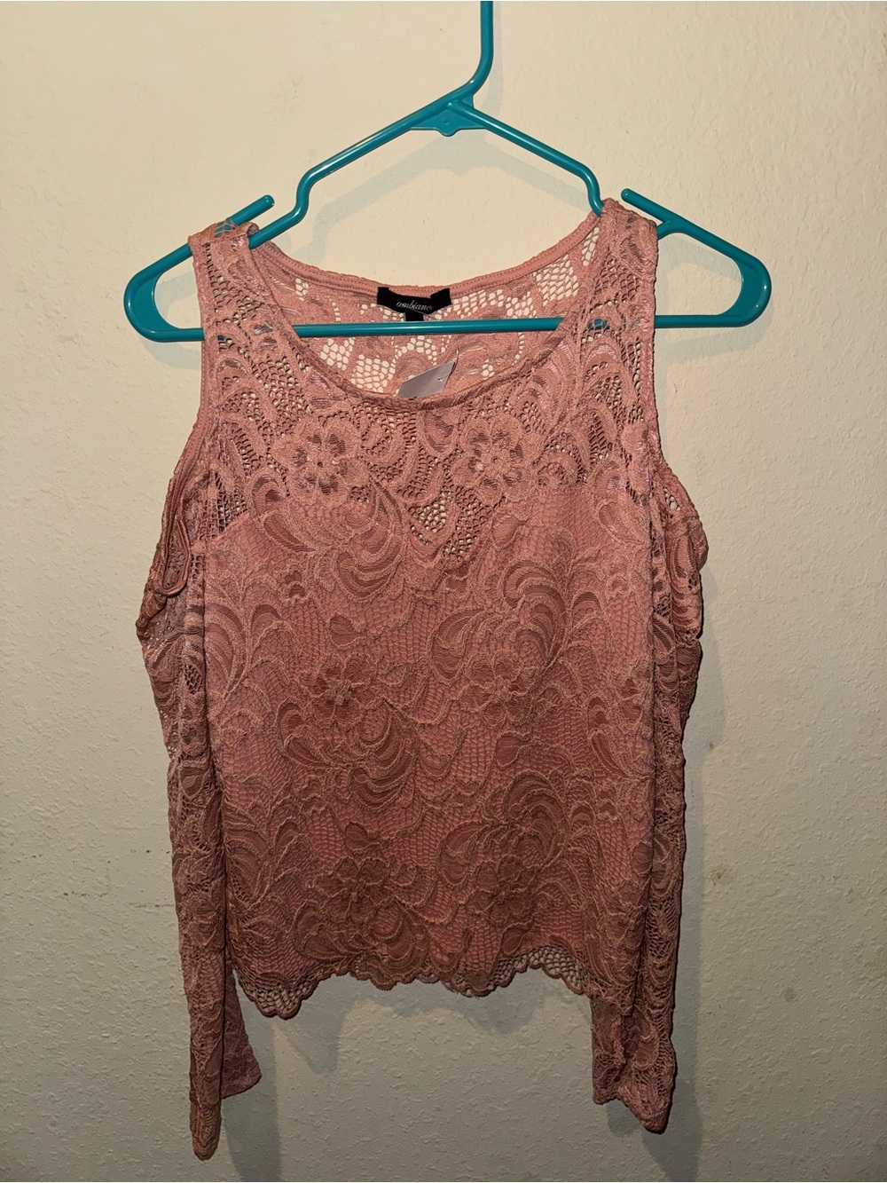 Ambiance Dusty Rose Lace Tank Top